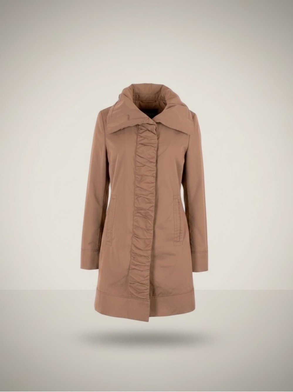 Rainforest XS beige ruched long adjustable hooded water resistant‎ rain jacket